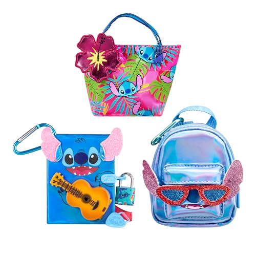 REAL LITTLES Disney Lilo & Stitch Fan Favorites 3 Pack, Includes Themed Micro Backpack, Handbag and Journal, with 15 Micro Surprises Inside