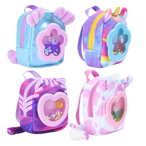 REAL LITTLES Liquid Charms, 1 Liquid Filled Micro-Sized Backpack with Window & Tiny Animal Charm Bobbing Inside, Reveal 6 Cute Tiny Animal Themed Stationery Surprises - Styles May Vary